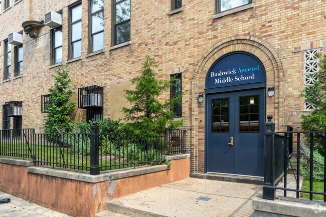 The entrance to Bushwick Ascend Middle School Charter School.