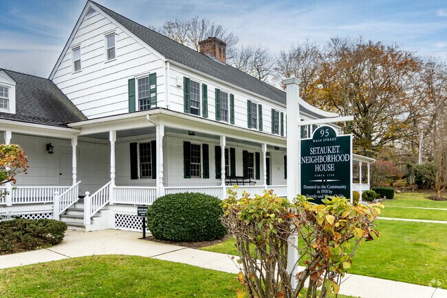 Another historic landmark, The Setauket Neighborhood house was purchased in 1918 and presented as a gift to the community.