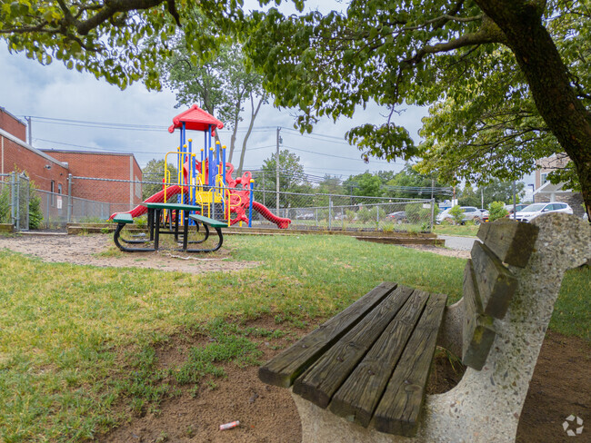St. Helens School playground has seating near by for teachers to keep a close eye on the kids.