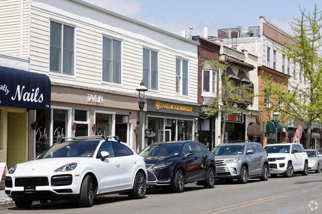 Variety of shops in the downtown shopping district in Tenafly, NJ.