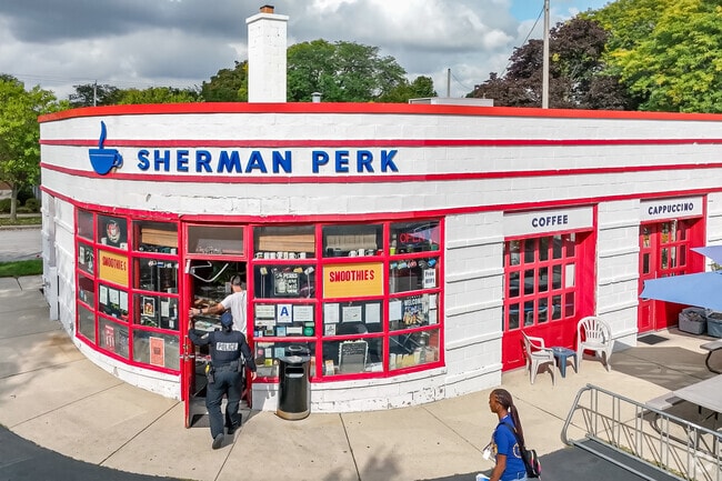 Start your day with coffee and neighbors at the Sherman Perk in Sherman Park.
