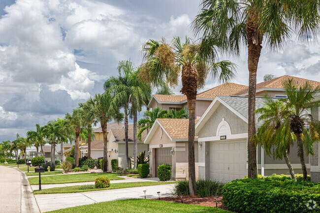 Stoneybrook homes featured manicured lawns and tropical landscaping.