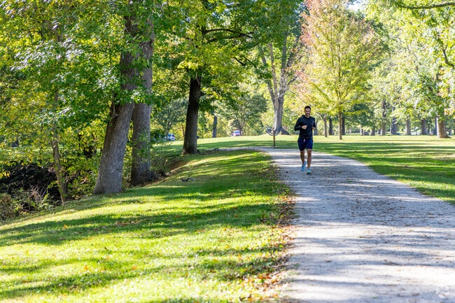 A jogger on the trails at the Kiwanis Park in Huntington, WV.