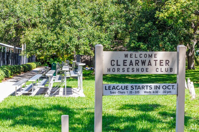Ed Wright Park in Lake Belleview is home to the Clearwater Horseshoe Club, where residents can practice throwing Horsehoes around stakes in the ground.