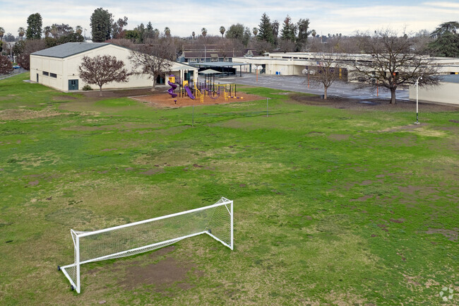 The soccer field at Edison-Bethune Charter Academy School in Fresno.