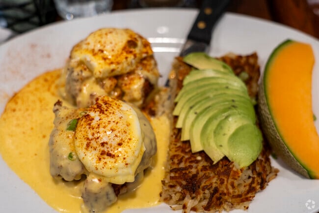 The seafood benedict at Sparks Coffee Shop is worth traveling from outside Oddie Boulevard.