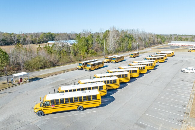 Buses are ready to take kids to Jemison Intermediate School.