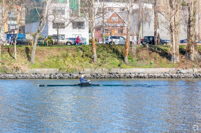 Kayakers frequent the Fremont Ship Canal bordering North Queen Anne.