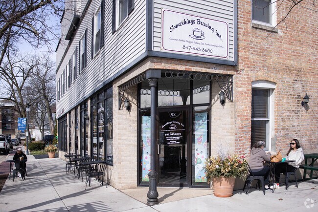 People appreciate Something's Brewing in Grayslake on a nice day.