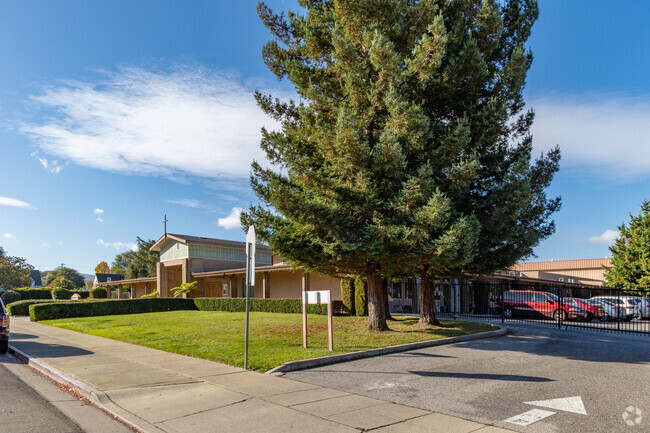 A view of the Silicon Valley Academy buildings from the street in Sunnyvale.