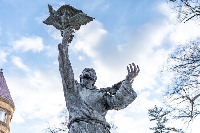 The University of St. Francis has many beautiful statues in Bass-Leesburg Civic.