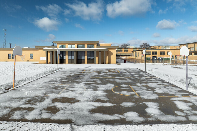 Mead Middle School has several outdoor basketball courts.