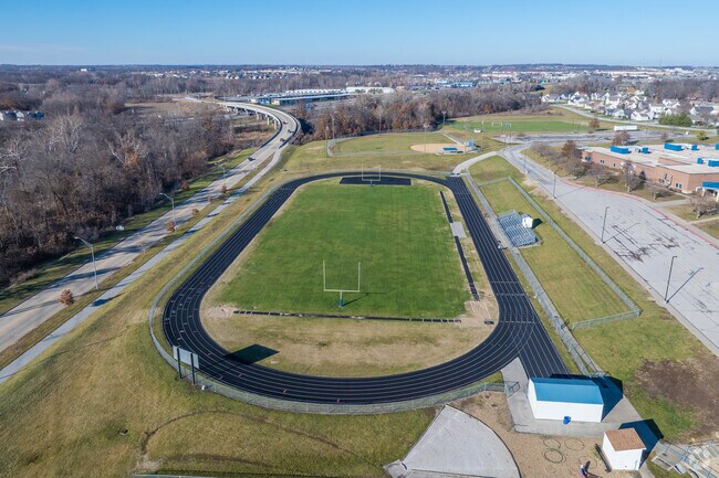 Discovery Middle School has a track and football field for students to use while playing sports.