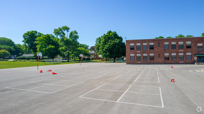 Indian Springs Elementary School's blacktop has basketball hoops.