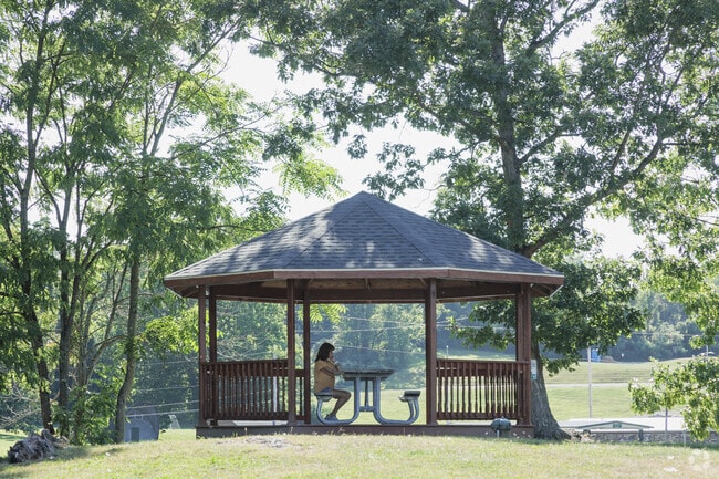 The gazebo is a perfect spot to relax at Cluett Schantz Memorial Park.