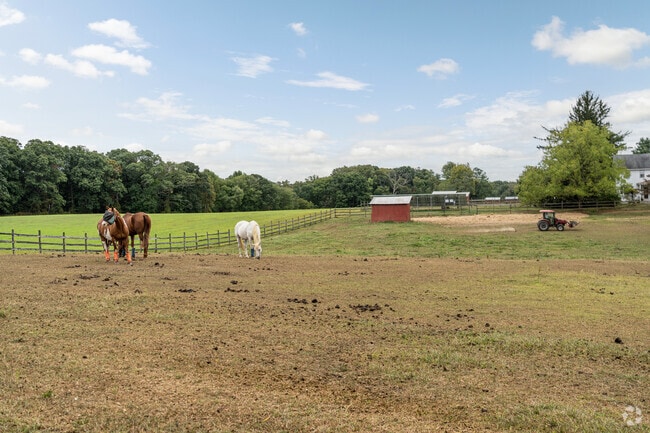 Horse farms and open land along Monmouth Road reflect North Hanover’s rural character.
