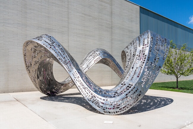 There is a beautiful art sculpture outside of the Robert Crown Community Center in Evanston.