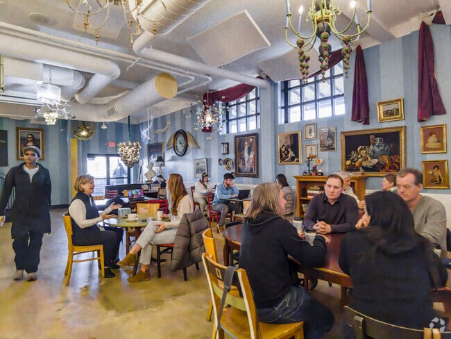 Amélie's is a popular destination for coffee and conversation in Ashbrook-Clawson Village.