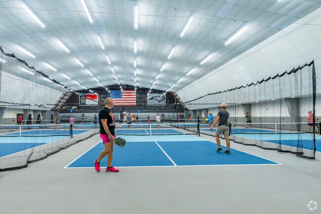 Hickory residents can practice their skills at the Carolina Pickleball Club nearby.