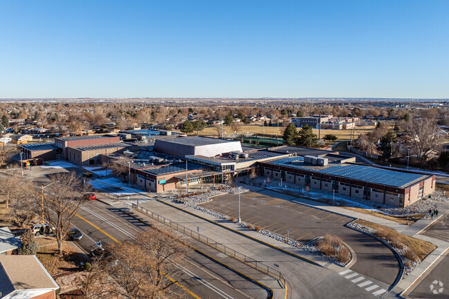 The front drop-off circle at STEM Lab School in Northglenn, Colorado.