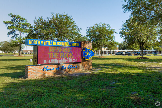 North Myrtle Beach Middle School has a large display sign that displays school activities.