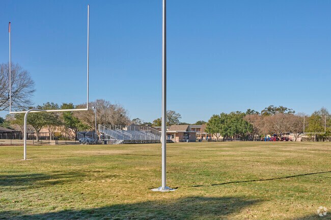 The football field at St. Aloysius in Baton Rouge is kept in great condition.