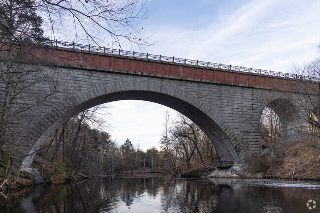 Echo Bridge walkway looks over Hemlock Gorge in Needham.