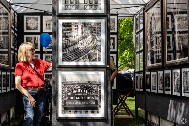 Works by Igor Menaker are exhibited at Art in Wilder Park in Elmhurst.