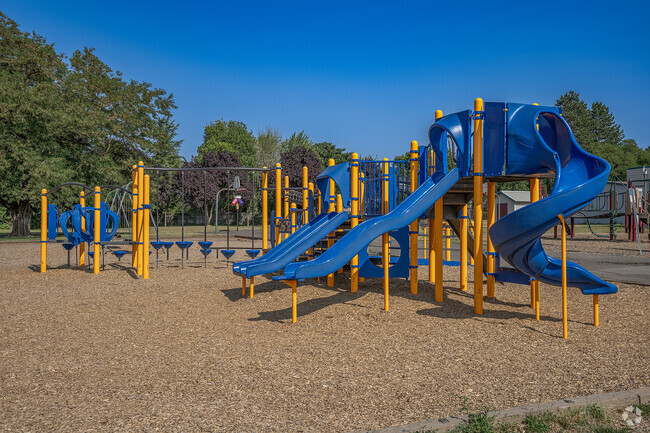 Colorful playgrounds at McKinley Elementary School in Beaverton, Oregon.