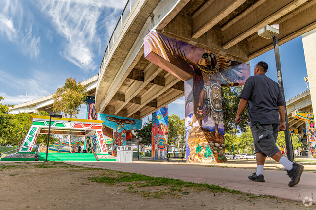 Chicano Park features a skate park and a kaleidoscope of murals to enjoy.