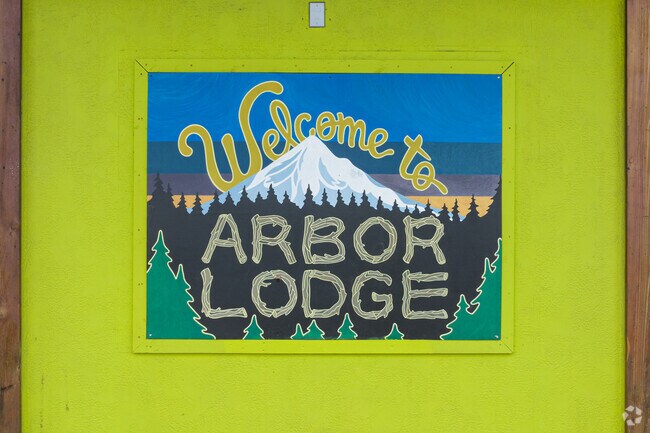 Arbor Lodge welcome sign welcomes those visiting or moving to this part in Portland, Oregon.