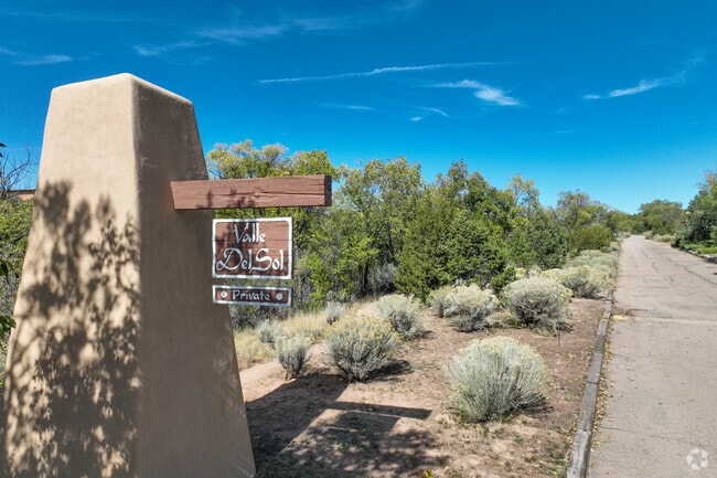 Valle del Sol sits on a hillside in northern Santa Fe, surrounded by natural landscape.