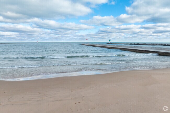 Waukegan Municipal Beach has a sandy beach and scenic pier.