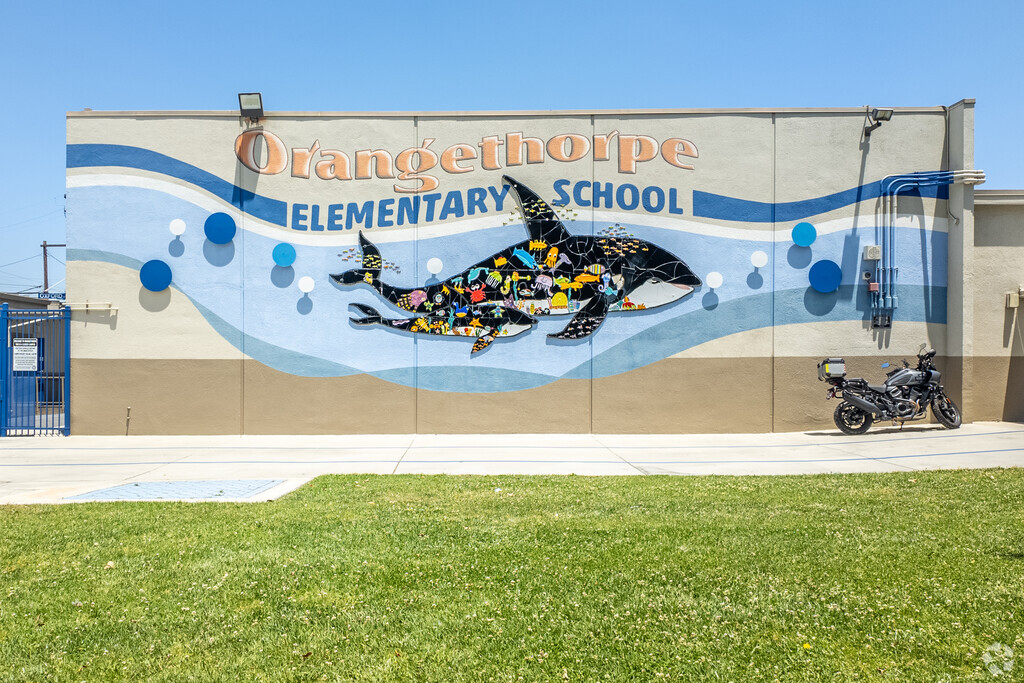 The vibrant mural at Orangethorpe Elementary brings color and creativity to the campus.