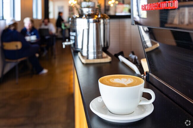 Try one of teh artfully-crafted vanilla lattes from Sweet Bloom Coffee Roasters near Meadowglen.