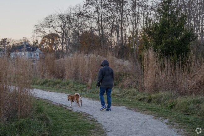 Walking a dog at The Sawmill in the Coury Heights neighborhood is a pleasant afternoon wander.