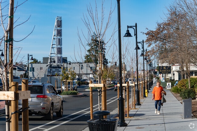 Ukiah beauty projects include new trees and lamps lining State Street in front of the Ukiah Theatre.