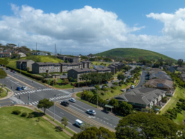 Hillside townhomes can be found along Kapolei drive.