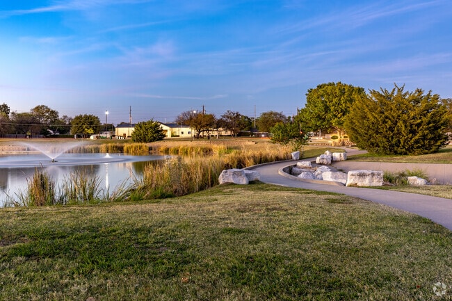 Veterans Park has a long and serene walking path for White Settlement locals can enjoy a stroll.