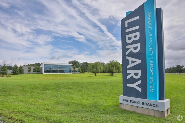 Readers in Five Forks can visit the local GLS Library with a beautiful glass facade.
