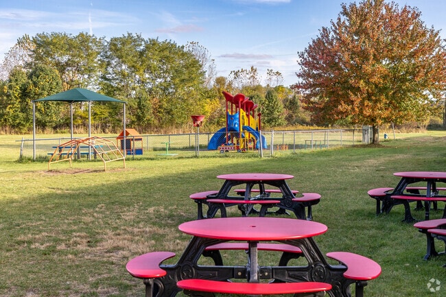 Columbus Adventist Academy offers picnic tables for students and staff to use.