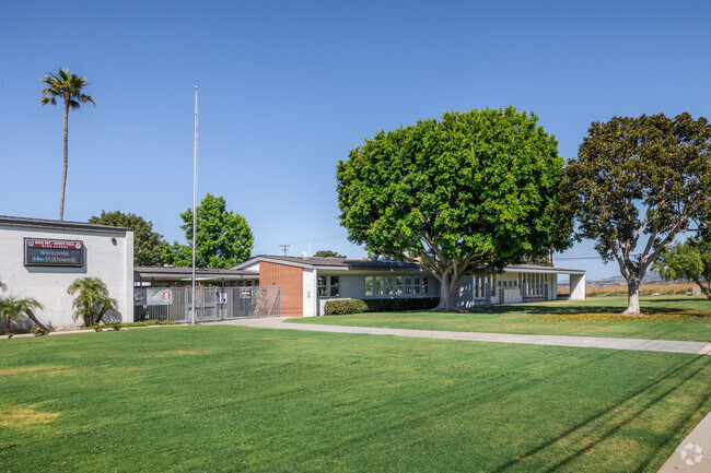 A view of the Monte Vista High/Back Bay School in Costa Mesa is seen from the street.