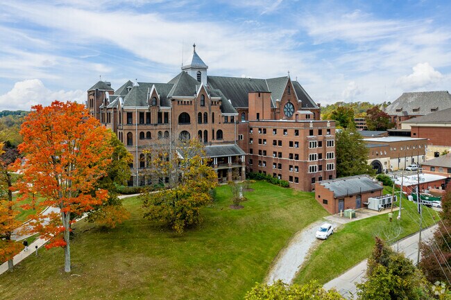 Seton Hill University, sits high on a hill top in Greensburg.