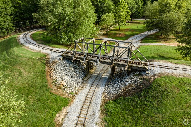 A train walking bridge in Heritage Park.
