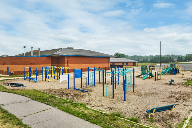 Behind Woodland Meadows is a full-sized playground for Saline students to enjoy.