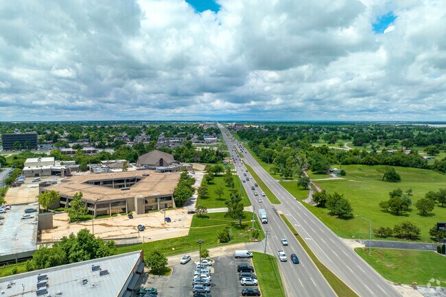NW Expressway is a retail heavy road with many different shopping centers.