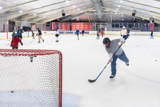 Perry Park has a great ice rink utilized by many nearby residents in Hill Valley.