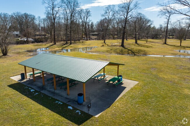 Covered picnic area inside Frank H. Budd Park