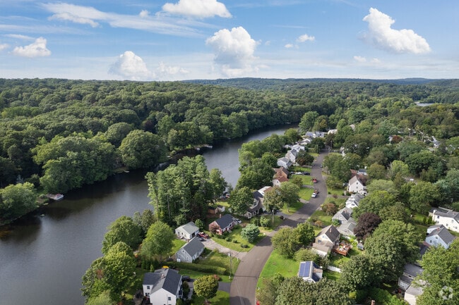 There are waterfront homes on the picturesque Samp Mortar Reservoir in Greenfield Hill.