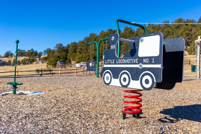 Mountain View Adventure Park in Cripple Creek delights kids with its train-themed play area.